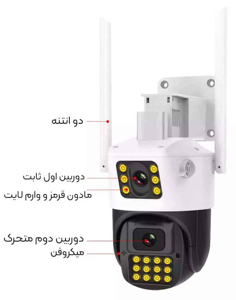 مینی-اسپید-دام-دو-دوربینه-Al-هوش-مصنوعی-4mp-icsee دوربین مینی اسپید دام سیمکارتی دو لنز 4مگاپیکسل - تصویر 1